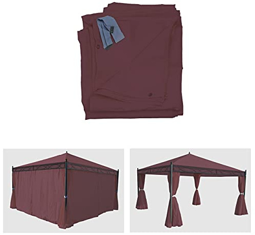Mendler Juego de 4 paneles laterales para pérgola Cádiz, poliéster, color rojo y marrón | Pared lateral de repuesto para cenador, 4 x 4 m