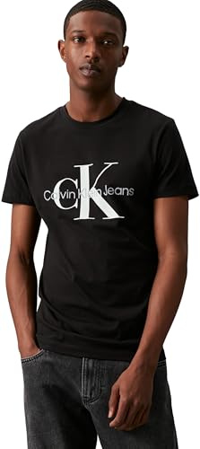 Calvin Klein Camiseta de Manga Corta Hombre Core Monologo Slim Fit, Negro (CK Black), S