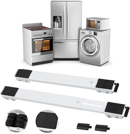 KELIXU Extendable Appliance Rollers Washing Machine Wheels, Heavy Duty Furniture Dolly Mobile Roller for Washing Machines, Refrigerators, Dryers and Dishwashers, Support 660 LB, White