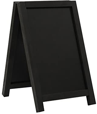EUROPEL Présentoir de table, mini stop trottoir style ardoise, cadre en bois de pin, finition noir, pour marqueur craie à base d'eau, présentation recto-verso, dimensions 150x250mm