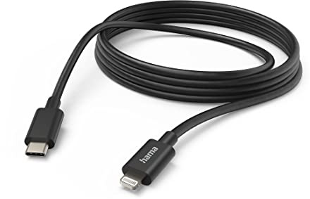 Hama Charging/Data USB-C to Lightning Cable, 480Mbps, 3 Metre, Black