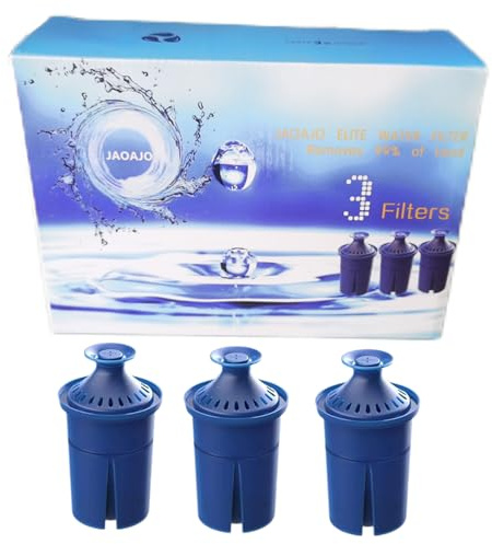 Elite Water Filter Lasting 6 Months-Efficient Long-Life Elite Filter, Replacement for Brita Pitcher Water Filter and Dispensers, Etc.,BPA FREE,3 Count(Blue)