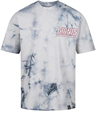 Recovered New York Giants NFL Tie-Dye Relaxed Oversized T-Shirt Navy White - L