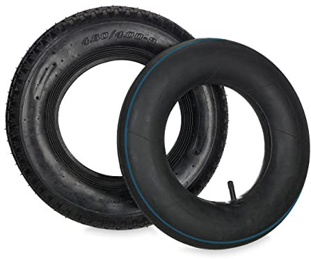 Relaxdays Ruota per Carriola con Camera d'Aria, Ruotino di Scorta 4.00-8, Gomma per Carrello, Regge Fino a 150 kg, Nero