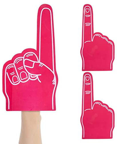 Riesenschaum Handpalme, 3pcs Cartoon Schaumfinger, Nr. 1 Schaumstofffinger für Sport Event Games Celebration Fußball Cheerleading Jubel Requisiten (rot)