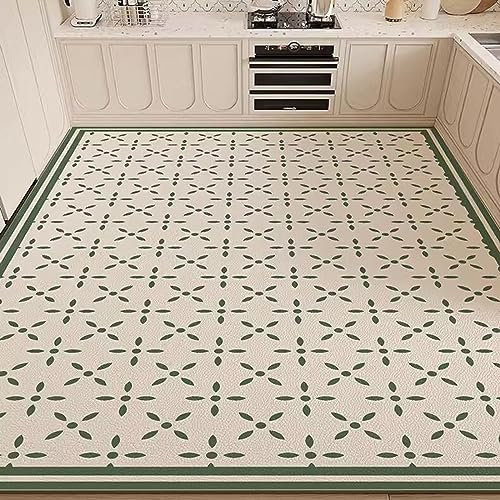 Vor Dem Waschbecken Küchenteppiche, Küchenteppich Waschbar Rutschfest, Teppich küche mit Ölfest und Wasserdicht PVC, Rutschfest Küchenteppich anti Ermüdungsmatte, Küchenläufer (Size:60x120cm,Color:G)
