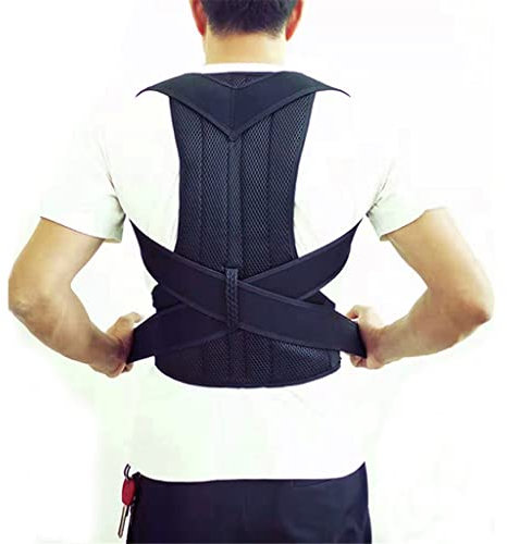 Haltungskorrektur, Rückenstütze, Schlüsselbeinstütze, stoppt Slouching und Buckel, Verstellbarer Rückentrainer, Unisex (Farbe: Schwarz, Größe: S-Code) charitable