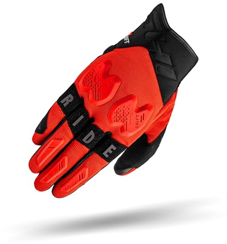 SHIMA DRIFT GLV Guanti Moto Estivi Uomo Pelle Lungo Ventilato Perforato Omologati Guanto per Motocicletta Touchscreen Ventilata Scooter Protettore Rinforzato Abbigliamento Racing (Uomini, Rosso, XL)