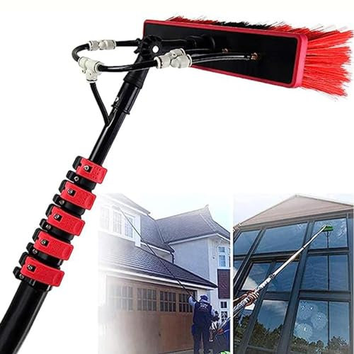 Window Cleaning Telescopic Pole,Water Fed Extendable Brush Suitable For Cleaner Conservatory Roof Photovoltaic Panel Cleaning/window Clean Tools (Color : Brushhead55cm, Size : 9m/30FT)