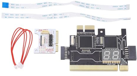 TL611 Pro Motherboard Diagnosekarte, PCB Material, PCI-E LPC Debug-Karte mit LED-Anzeige, 84 x 56 mm, Computer-Fehlerbehebung, Schwarz, mit Verbindungskabel und Adapterkarte