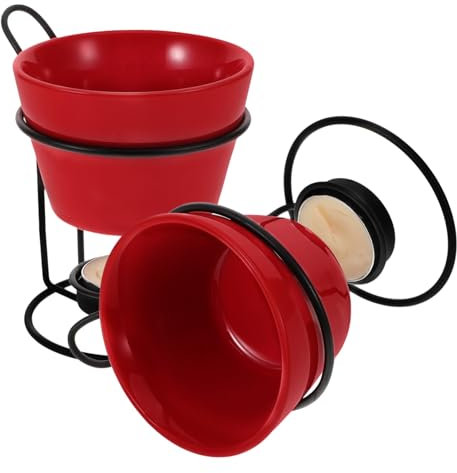 Mikinona 2 Sätze Butterheizofen Kesselpfanne Butterwärmer Aus Porzellan Schokoladen-dip-topf Kaffeewärmer Schokoladen-fondue-kit Schokoladen-fondue-bereiter Käsewärmer Aus Keramik Eisen