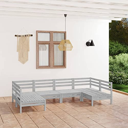 KATERYY 6-TLG. Garten-Lounge-Set Weiß Massivholz Kiefer,Rustikales GartenmöbelSet aus Kiefernholz für Entspannung und Gemütlichkeit