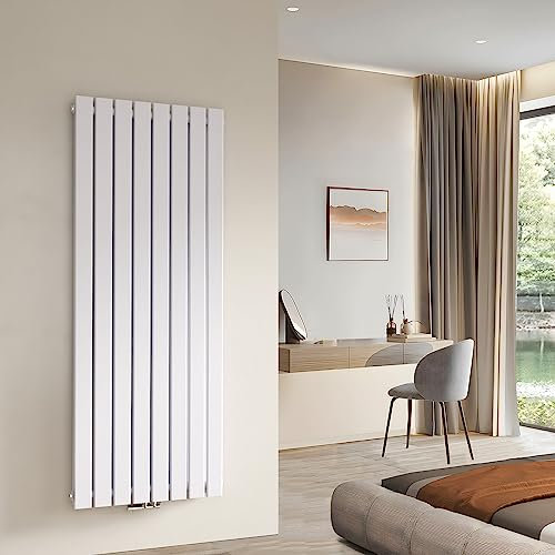 Radiateurs de Salle de Bain Radiateur Plat Vertical 1600x620mm Radiateur Panneau Double Couche Blanc Plat Connexion Centrale 1988 Watt Chauffage