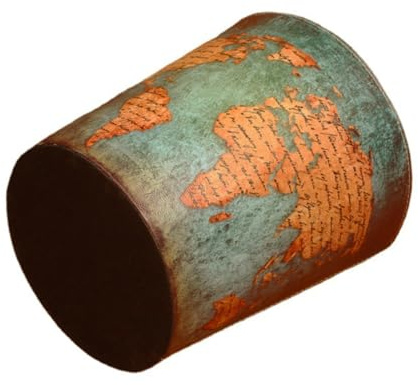 IMIKEYA Cubo de Basura Vintage de Cuero Pu Estilo Británico para Hogar | Superficie Lisa y Abertura Amplia, para Baños y Lavanderías, Diseño England Acabado Fancy