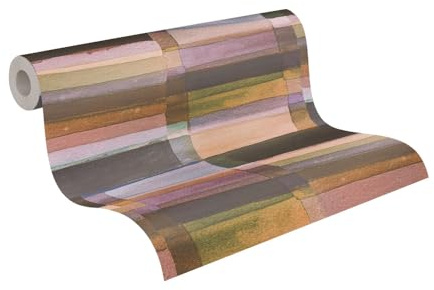 Livingwalls Anna D'Andrea Vliestapete Streifen 10,05 m x 0,53 m - Braun, Blau, Lila, Bunt - Tapete glatt - 782252