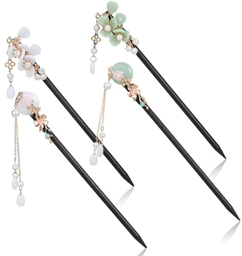ADOCARN 4pezzi Bacchette Per Cinesi Legno Di Accessori Tradizionali Per Chignon Decorazioni Per Con Fiori Per Donne e Ragazze Regali Eleganti e Pratici