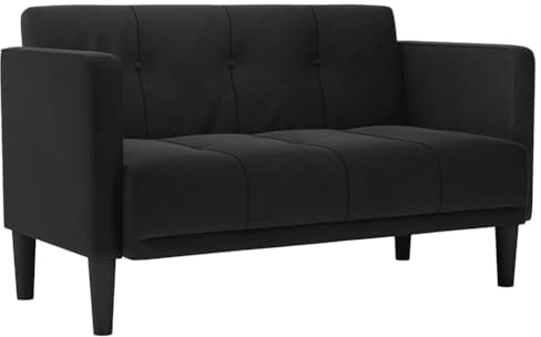 vidaXL Zweisitzer-Sofa Schwarz 111 cm Samt