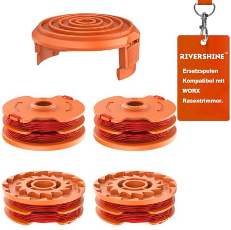 Rivershine WA0007 Bobina di filo per tagliaerba per il tagliaerba WORX WG118 e WG119, bobina di ricambio con filo da 2x5 m di lunghezza e Ø 1,65 mm di diametro (5)