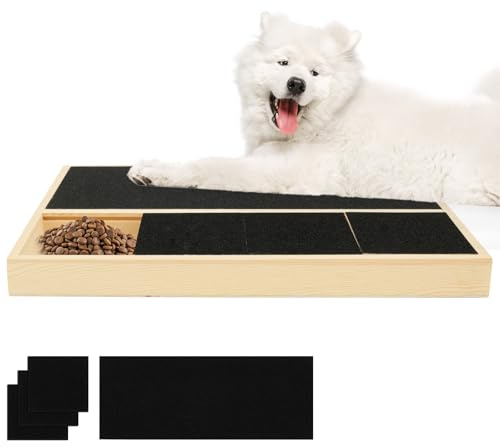 Jokapy Plaque à griffer pour chien - Lime à ongles résistante avec boîte à collation cachée - Coussin pour animaux de compagnie - Noir