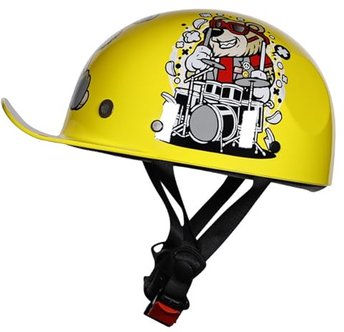 VVPEC Mezzo Casco Jet Caschi Moto retrò Casco Scodella Portatile,ECEDOT Omologato Mezzo Elmetto da Moto retrò per Uomo Donna Biker Cruiser Scooter Touring(2,L=53~54cm)
