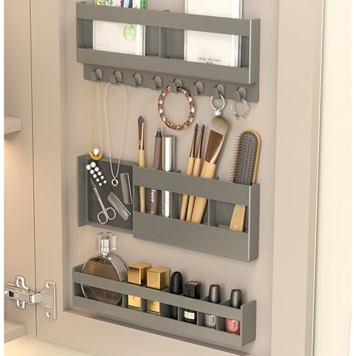Melairy Organizador de almacenamiento de maquillaje autoadhesivo para encimera de baño 3 niveles estantes de almacenamiento para tocador, máscaras faciales herramientas cosméticas