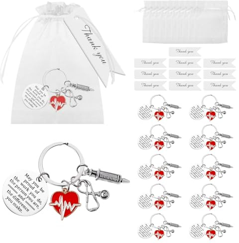 Keboyoe Porte-clés pour Infirmière Infirmière Porte-clés Nouveauté Porte Clef avec Gravure de Seringue Créative Porte Clef Femme pour Médecin Infirmière Cadeaux