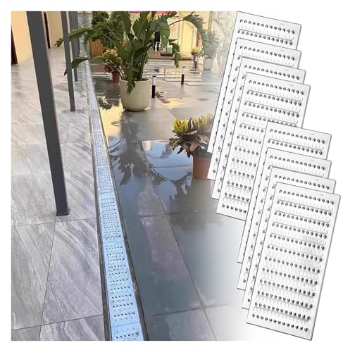 Canaleta de Desagüe, Rejillas de drenaje de acero inoxidable para patio, rejilla cuadrada para entrada de vehículos, cubierta para piscina, terraza, sótano, garaje, piso de ducha antideslizante de 10