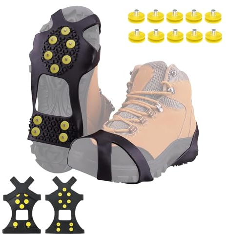 SHYSBV Anti Rutsch Schuhspikes, Schuhspikes mit 8-Zacken Winter Spike, für Wander- & Bergschuhe, Eisgrödel für Wintertrekking auf Schnee & EIS
