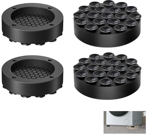 Xiciki Lot de 4 amortisseurs de vibrations en silicone noir pour machine à laver, sèche-linge, réfrigérateurs, antidérapants et réduction du bruit