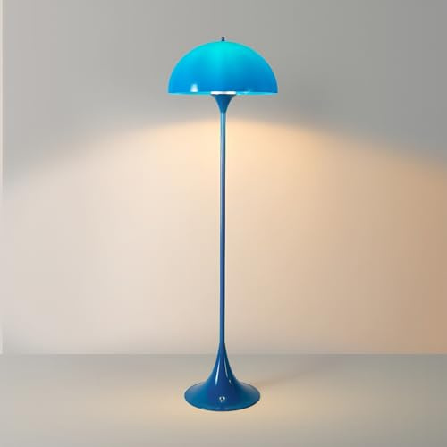 B·LED BARCELONA LED Stehlampe Design PALM mit 3 x E27 für Wohnzimmer, Schlafzimmer und Leseecke, Modern nordisch, geschwungene Linien, anpassbares Licht, stabile Basis, Blau