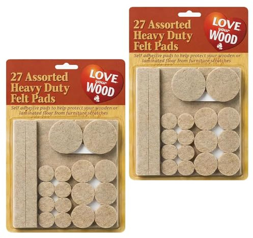 54x Felt Pads, Assorted Cut-to-Size Floor Protector | Chair Leg Protectors, Heavy Duty Self Adhesive, Wooden & Laminated Floor, Anti-Scratch Furniture Pads