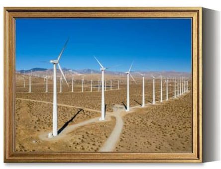 Vintage Framed Wall Art Palm Springs Wind Farm close up Windmills Canvas Paintings Wall Decor Pictures Posters Prints for Living Room Bathroom Bedroom Kitchen Artwork