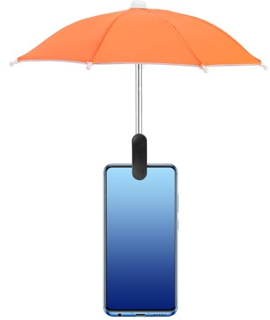 sourcing map 2pcs Phone Umbrella - Adjustable Cell Phone Umbrella Sun Shade with Stable Clip Universal Mini Cellphone Shade Cover for Beach/Pool/Outdoor, Orange