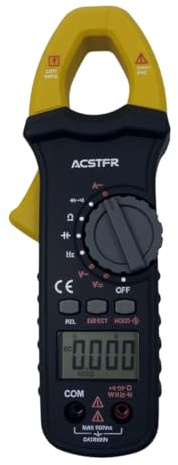 Digital Clamp Multimeter, AC/DC Current Voltage Tester with LCD Display - Auto-Ranging Clamp Meter for Measuring Voltage, Current, Resistance, and Continuity - Includes Test Leads