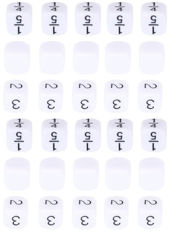 Changor Set Sfuso di 30 Dadi Durevoli a 6 Facce per Giochi da Tavolo, Esercizi di Matematica o Oggetti Didattici, Bianco, Dimensione 16 Mm, con Custodia