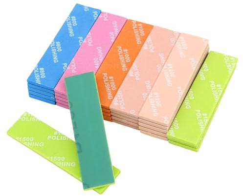 30pcs Éponges à Poncer pour Maquettes, Imperméables Assortiment de Blocs de Ponçage à Sec et l'eau Tampons Papier Verre pour Maquettes en Plastique (Grains 400, 600, 800, 1000, 1200 et 1500)