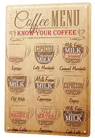 Blechschild Vintage Retro Metallschild Wandschild Blech Poster Kaffee Kaffeeauswahl