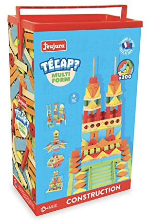 Jeujura - TECAP Multiform - 200 Pièces - Jeu de Construction 3 Ans - 8345 | Planchettes en bois - Jeu d’équilibre créatif et imagination - Modèles Inclus - Idée cadeau enfant - Fabriqué en France
