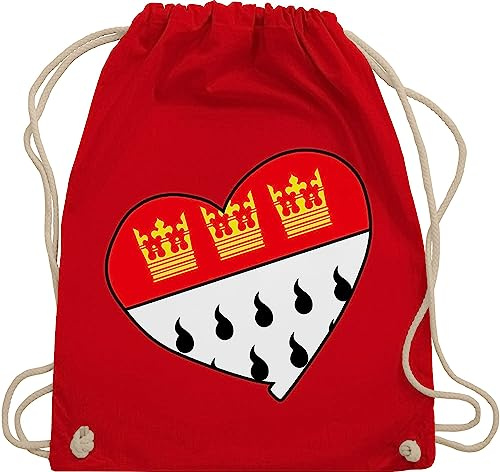 Turnbeutel Rucksack - Karneval & Fasching - Taschen - Köln Wappen Herz I Geschenk für Köln Fans - Unisize - Rot - kölsch tasche karnevalsbeutel faschings koln beutel wurfbeutel karnevalstasche