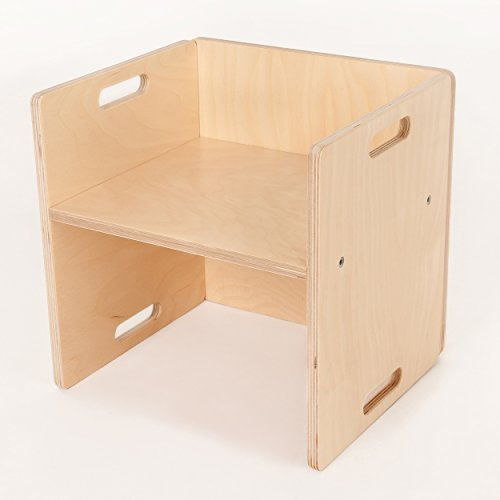 FLIXi Kindermöbel – Kinderstuhl für eine Sitzgruppe aus Holz – mitwachsende Möbel mit Wendehocker – aus Birken-Multiplexholz