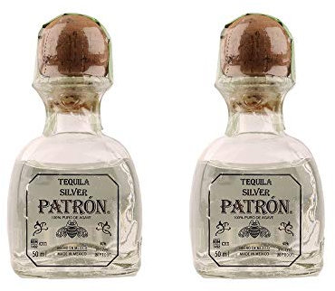 Patron Silver Tequila 5cl Miniature x 2 Bottles