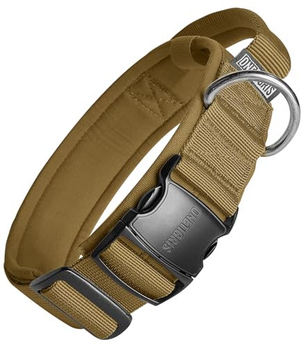 OneTigris Hunde Halsband mit Metallschnalle für Hunde (Coyote Braun, M)