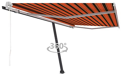 vidaXL Standmarkise Automatisch Markise Sonnenmarkise Balkonmarkise Sonnenschutz Gelenkarmmarkise Terrasse Garten 400x300cm Orange Braun
