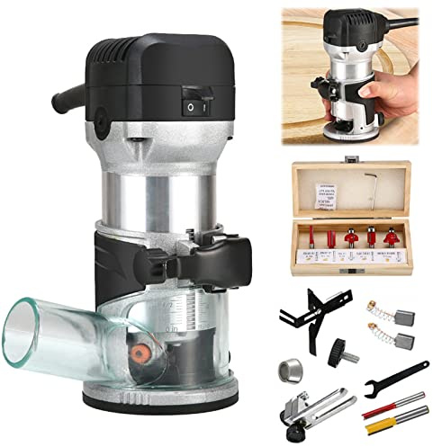 Fresatrice Verticale Legno, Rifilatore Per Legno, Fresatrice Per Legno 6 Velocità Variabili, Laminatore Trim Router Manuale, Electric Fresatrice Rifilatore Rifilatura Scanalatura,+Milling cutter