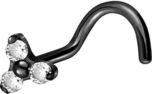PIERCINGLINE Titan Nasenpiercing Spirale | KRISTALLBLUME | Nasenstecker | Farbauswahl