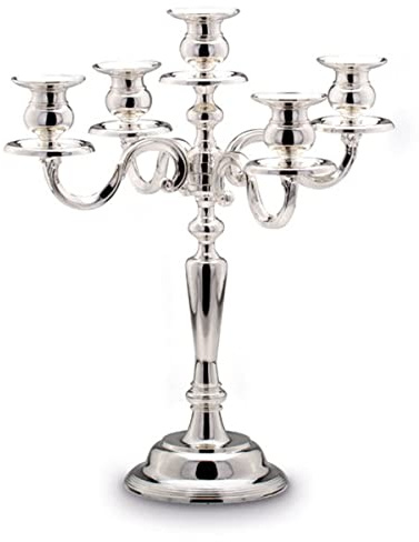 SILBERKANNE Edler Kerzenleuchter Roma 5-flammig Silber Plated Versilbert (38 cm) – Kerzenständer für Stabkerzen & Adventskranz