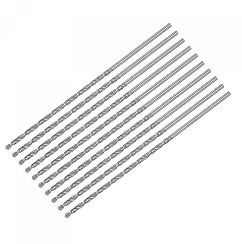 sourcing map 10 Stk. 1.7mm Mini Mikro Spiralbohrer Hochgeschwindigkeitsstahl geradem Schaft Extra langer Metallbohrer 75mm für Aluminiumlegierung