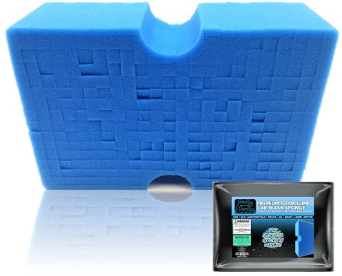 Sudz Budz® Premium Jumbo Foam Grid Autowaschschwamm 1pc | Kein Kratzschwamm für Seife und Spülfreies Waschen | Ergonomisch Großer Schwamm | Langlebige, Weiche Kratzfreie Autoreinigung Autoaufbereitung