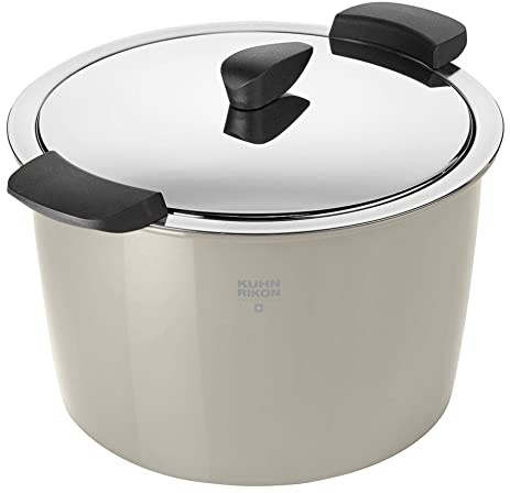 KUHN RIKON HOTPAN Kochtopf mit Deckel mit Thermoschüssel zum Essen warmhalten, sand 5.0 L · Ø 22 cm, dampfgaren, warmhalten, Top mit Deckel, induktionsgeeignet, Edelstahl, Thermokochgeschirr