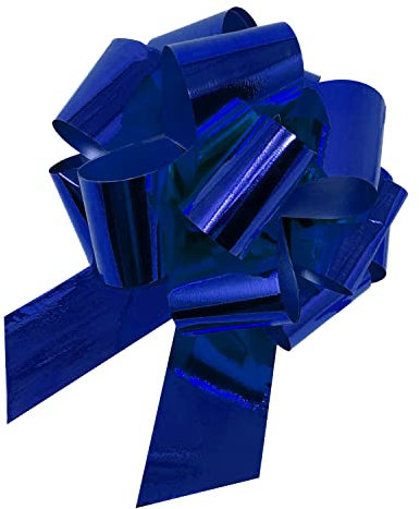 Oblique Unique® Geschenk Schleife mit Geschenkband Glänzend für Geschenke Tüten Zuckertüten für Weihnachten zum Basteln Dekorieren Verzieren UVM. (Blau)